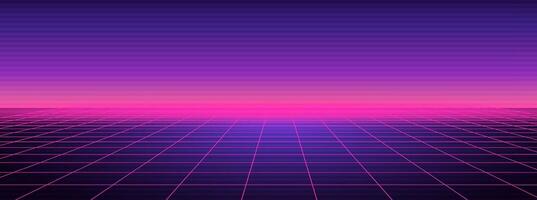 Synthwave purple mesh glowing background vector