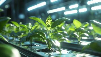 tecnología planta creciente. foto