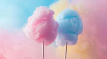 Colorful cotton candy in soft pastel color background. photo