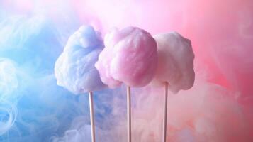 Colorful cotton candy in soft pastel color background. photo