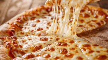 delicious cheese pizza. photo