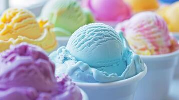 Lots of delicious colorful ice cream. photo