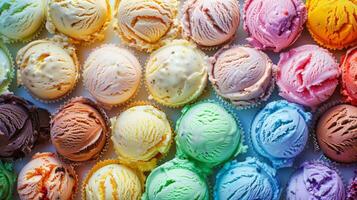 Lots of delicious colorful ice cream. photo