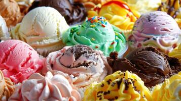 Lots of delicious colorful ice cream. photo