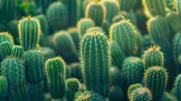 view of the vibrant green cacti plants. photo