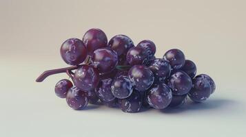 3d aislar en un blanco antecedentes un manojo de uvas. , alimento. foto