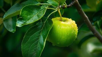 green leaf apple fruit photo