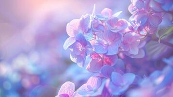 Close up of light purple lacecap hydrangea flowers wallpaper background photo