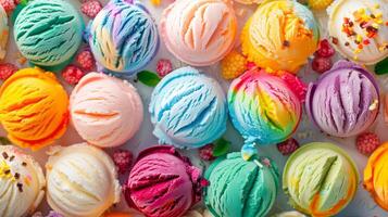 Lots of delicious colorful ice cream photo