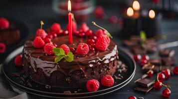 chocolate cake with candle photo