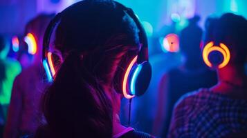 Silent Disco Party with Neon Lights photo