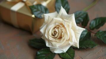 Celebrate Valentine s Day in style with a festive greeting card featuring a delicate white rose a charming bow photo