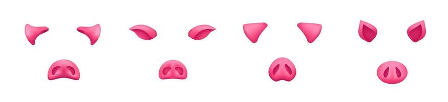 Pig mask template. Pink snout nose and ears for fun party vector