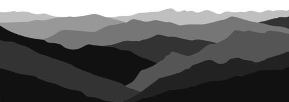 Black and white mountainous landscape background vector