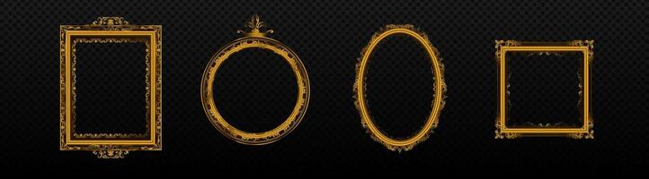 Gold vintage frames with ornaments set vector