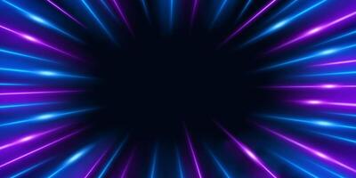 Burst blur speed motion neon background. Splash hyper space speed light vector