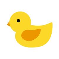 Yellow toy duckling. Cute yellow bird vector