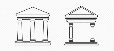 Old greek temples sketch. Roman parthenon with classical architecture vector