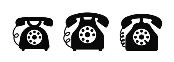 Red old vintage retro telephone icon. Classic vintage ring phone vector