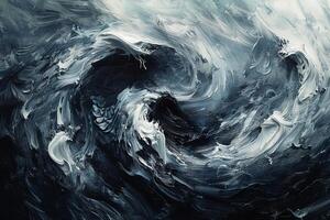 A painting of a wave with a dark blue background photo