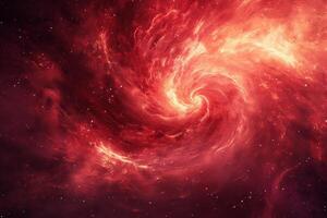 un rojo remolino de espacio con estrellas y polvo foto