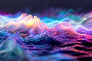 vibrante espectro de olas en digital mar concepto foto