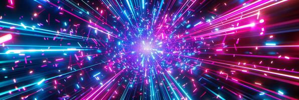 Explosive Burst of Neon Lights in Futuristic Pink and Blue photo