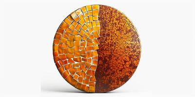 Circular Disc Half Textured Like an Orange Mosaic photo