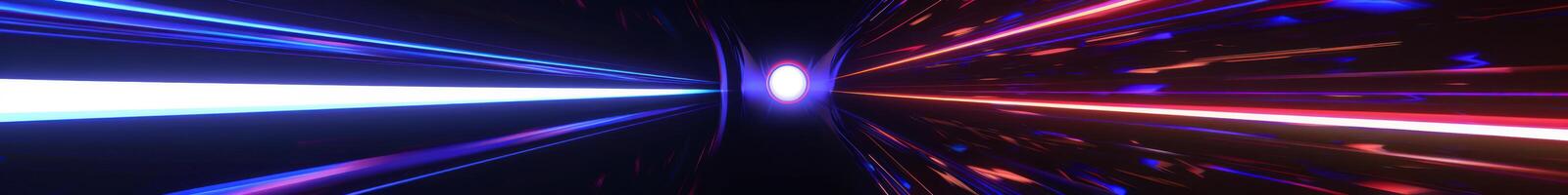 Space Warp Tunnel with Blue and Red Light Beams photo