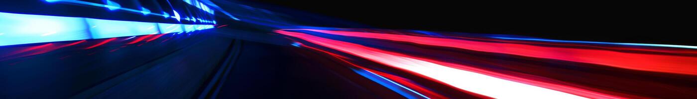 Glowing Ribbon of Red and Blue Light in Dark Tunnel photo