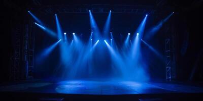 A stage with blue lights shining on it photo