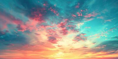 Soft Watercolor Gradient Sky Transitioning from Pink to Blue photo
