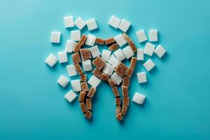 A tooth made of sugar cubes photo