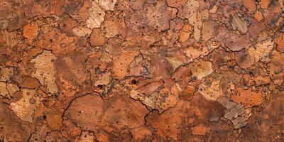 A close up of a brown surface with many holes and cracks photo