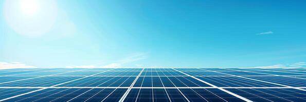 Solar Panels on Rooftop Under Clear Blue Sky photo