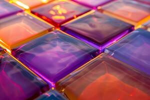 Elegant Multicolored Glass Tiles with Reflective Surface in CloseUp photo