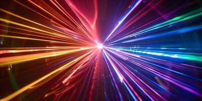 Fusion of Multihued Light Beams Creating Vibrant Abstract photo