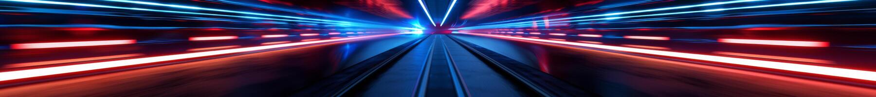 Speed Tunnel with Blue and Red Neon Glow photo