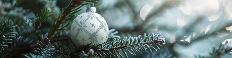 Elegant White Holiday Bauble Adorned with Snowflakes photo