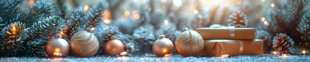 A Christmas tree with lights and ornaments on it photo