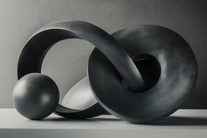 Conceptual Art Piece with Two Large Interlocking Geometric Forms photo