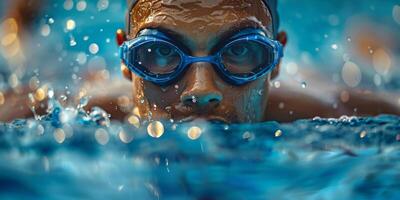 Competitive Swimmer in MidStroke, Powerful and Focused photo