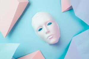 Featureless Matte Face Mask Centered on Pastel Background photo