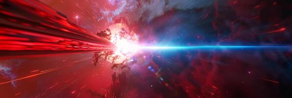 Powerful Red and Blue Light Burst Creating Cosmic Explosion photo