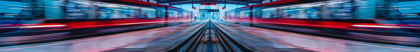 alta velocidad aéreo tranvía estación con un tranvía en movimiento foto