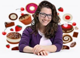 beautiful, friendly and young teacher in gastronomy class photo