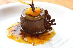 chocolate mousse with apricot jam photo