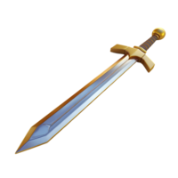 A golden sword with a silver blade is shown on a transparent background png