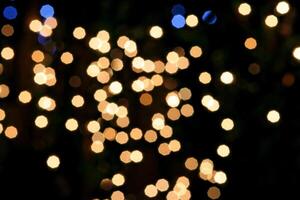 colorful and defocused lights on black background photo