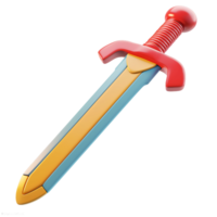 3d cartoon of A red and yellow sword png